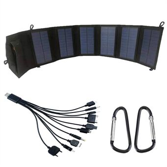 20W Portable Outdoor Dual USB Solar Charger 6 Folding Solar Panels Phone Charging Power Bank