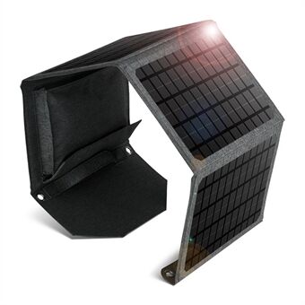 24W Dual USB Foldable Solar Panel Portable 4-Folding Solar Charger for Outdoor Hiking Camping