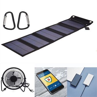 15W Portable Outdoor Solar Charger 5 Folding Solar Panels USB Phone Charging Power Bank