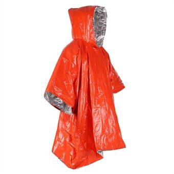 Outdoor Emergency Raincoat Aluminum Film Disposable Poncho Cold Insulation Rainwear - Orange