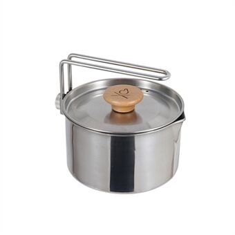 Stainless Steel Camping Kettle Camp Tea Coffee Pot Outdoor Hiking Gear Portable Cooking Pot for Backpacking Family Picnic (No FDA Certificate)
