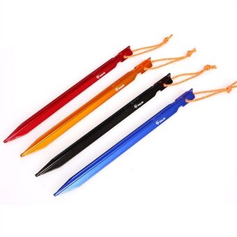 HALIN 4Pcs 18cm Aluminum Alloy Tent Stake Outdoor Camping Canopy Tarp Fixing Ground Pegs with Rope - Random Color