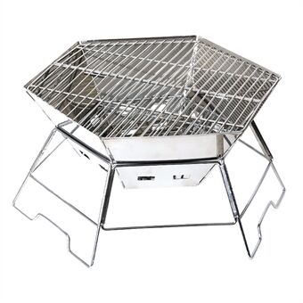 HALIN Stainless Steel Barbecue Charcoal Grill Hexagon Shaped BBQ Tool Kits for Outdoor Picnic/BBQ