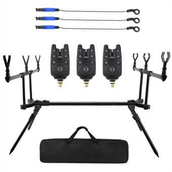 Fishing Rod Stand Holder Adjustable Retractable Carp Fishing Pole Pod Stand with 3PCS Fishing Bait Swinger Fishing Tackle Set Fishing Accessories