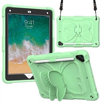 Butterfly Shape Kickstand PC + Silicone Tablet Case Cover with Shoulder Strap for iPad 9.7-inch (2018)/(2017)/iPad Air 2
