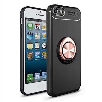 Anti-drop Ring Kickstand TPU Phone Case for iPhone SE/5s/5 Built-in Metal Magnetic Iron Plate