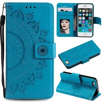 Imprinted Mandala Pattern PU Leather Cellphone Cover with Card Holders for iPhone SE / 5s / 5