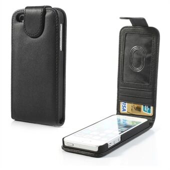 Black Vertical Leather Card Holder Case for iPhone SE 5s 5