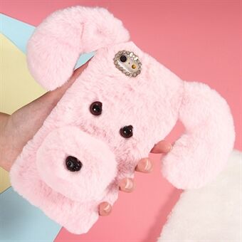 3D Cute Dog Pattern Soft Fur Coated Rhinestone TPU Phone Casing for iPhone 6s / 6 4.7-inch - Pink