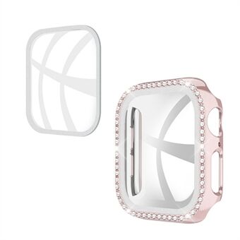 Rhinestone Decor PC Frame Case for Apple Watch Series SE/6/5/4 44MM with Tempered Glass Screen Protector