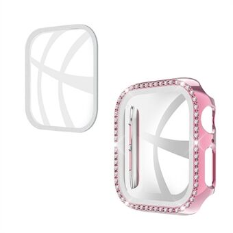Rhinestone Decor PC Frame Case for Apple Watch Series SE/6/5/4 40MM with Tempered Glass Screen Protector