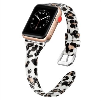 Leopard Surface Genuine Leather Watch Strap for Apple Watch Series 6/SE/5/4 40mm / Series 3/2/1 Watch 38mm - Yellow