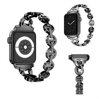 8-Shape Shiny Diamond Metal Watch Strap for Apple Watch Series 6/SE/5/4 40mm / Series 3/2/1 Watch 38mm - Black