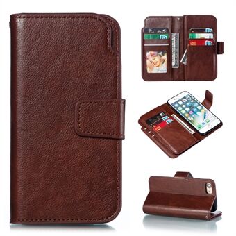 9 Card Slots Crazy Horse Leather Wallet Casing for iPhone SE (2nd generation)/8/7 4.7 inch