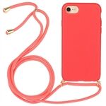 Soft Surface Phone Cover for iPhone 7 / 8 / SE (2020)/SE (2022) 4.7 inch, Wheat Straw + Flexible TPU Case with Lanyard Strap