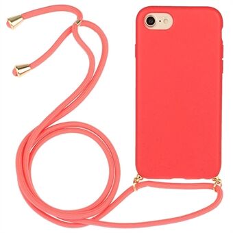 Soft Surface Phone Cover for iPhone 7 / 8 / SE (2020)/SE (2022) 4.7 inch, Wheat Straw + Flexible TPU Case with Lanyard Strap