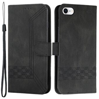 YX 0010 Skin-touch Feel Stand Feature Shockproof Rhombus and Lines Imprinting PU Leather+TPU Wallet Phone Case for iPhone 6/7/8/SE (2nd Generation)