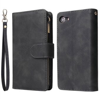For iPhone 6 / 7 / 8 4.7 inch / SE (2020) / (2022) Multiple Card Slots Stand Case PU Leather Zipper Pocket Phone Wallet Cover