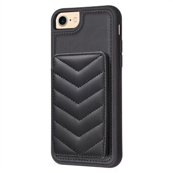 BF26 For iPhone 6 / 6s / 7 / 8 / SE (2020) / SE (2022) Card Holder Kickstand Case Wave Stitching Texture TPU+PU Leather Phone Cover