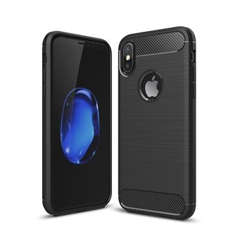 For Apple iPhone XS / X 5.8 inch Carbon Fiber Texture Brushed Soft TPU Case Cover