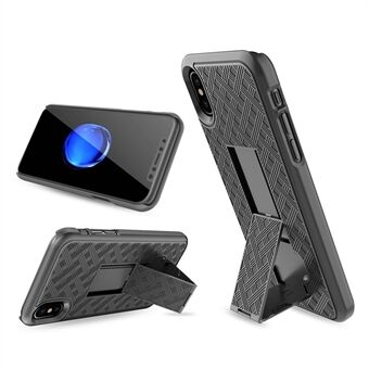 Woven Texture PC + TPU Swivel Belt Clip Holster Case for iPhone X (Ten) - Black