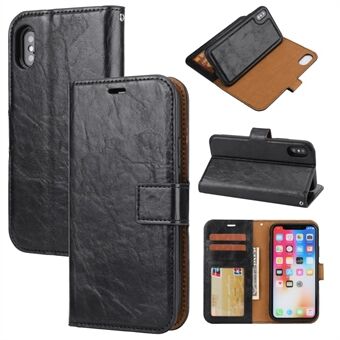 Crazy Horse Leather Cover + Removable TPU Back Case for iPhone X/XS 5.8 (Ten)