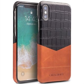 QIALINO Bi-color Crocodile Texture Genuine Leather Coated PC Case for iPhone X / XS 5.85.8 inch