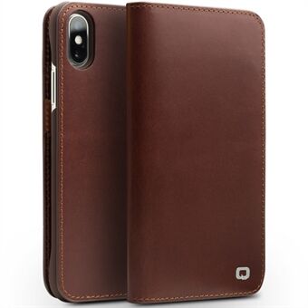 QIALINO Business Style Genuine Leather Wallet Mobile Phone Case for iPhone X / Xs 5.8 inch - Brown