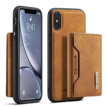 DG.MING M2 Series Magnetic Anti-drop Wallet Design Leather Coated Hybrid Case with Kickstand for iPhone X/XS 5.8 inch