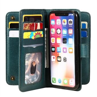 Full Protection Leather Phone Case Stand Cover Shell with Multiple Card Slots for iPhone X/XS 5.8 inch