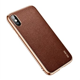 SULADA Drop-Resistant Litchi Texture PU Leather Coated Hybrid Phone Case Cover for iPhone X/XS 5.8 inch