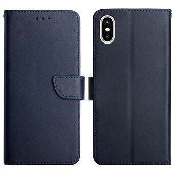 Wallet Stand Function Flip Phone Cover Genuine Leather Nappa Texture Full Body Protective Phone Case for iPhone XS/X 5.8 inch