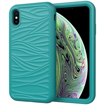 PC + Silicone Phone Case with Anti-Slip Wave Texture Shock-Absorbed Detachable 2-in-1 Phone Cover for iPhone X/XS 5.8 inch