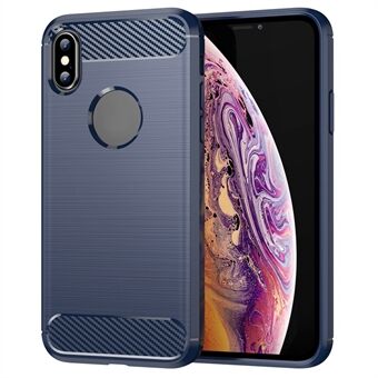1.8mm Brushed Surface TPU Back Case Carbon Fiber Texture Fall-Resistant Phone Protective Cover for iPhone X/XS 5.8 inch