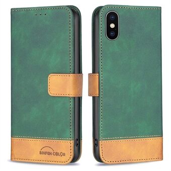 BINFEN COLOR BF Leather Case Series-7 Style 11 PU Leather Shell for iPhone X/XS 5.8 inch, Splicing Leather Design Wallet Stand Phone Case Accessory
