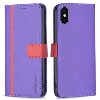 BINFEN COLOR for iPhone X/XS 5.8 inch BF Leather Series-9 Style 13 Splicing Wallet Case Cross Texture PU Leather Magnetic Closure Stand Cover