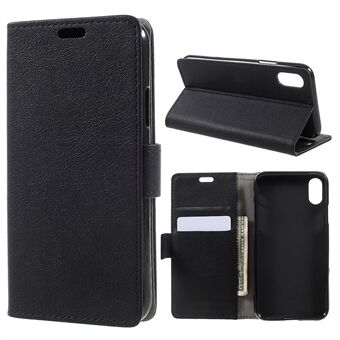 For iPhone XS / X/10 5.8 inch Leather Stand Wallet Mobile Phone Case - Black