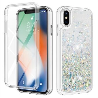 YB Quicksand Series-9 for iPhone X / XS 5.8 inch Floating Glitter Anti-drop Cover Detachable TPU Phone Case with PET Screen Protector