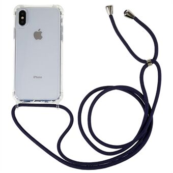 For iPhone X / XS Anti-drop TPU+Acrylic Phone Cover Transparent Case with Adjustable Lanyard