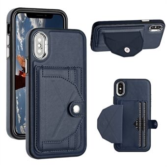 YB Leather Coating Series-4 for iPhone X / XS Kickstand Card Holder Phone Case PU Leather Coated TPU Cover