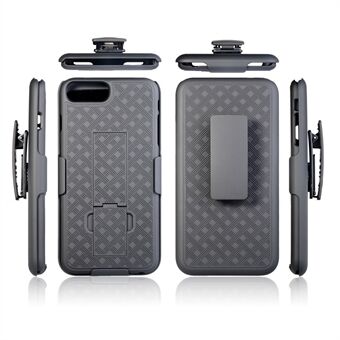 Woven Texture PC + TPU Swivel Belt Clip Holster Case for iPhone 8 Plus / 7 Plus 5.5 inch - Black