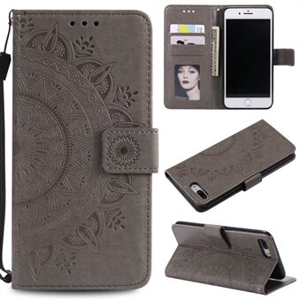 Imprint Flower Leather Wallet Phone Cover for iPhone 8/7 Plus 5.5 inch