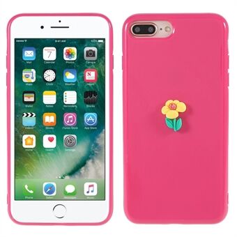 3D Cute Yellow Flower Decor Drop-Proof Solid Color Soft TPU Phone Cover Case for iPhone 8 Plus 5.5 inch/7 Plus 5.5 inch