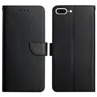 Anti-fingerprint Design Top Layer Genuine Leather Nappa Texture Wallet Stand Full Body Protective Phone Case for iPhone 7 Plus/8 Plus 5.5 inch
