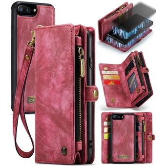 CASEME Vintage PU Leather Case for iPhone 8 Plus / 7 Plus, 008 Series 2-in-1 PC Multi-slot Wallet Phone Case
