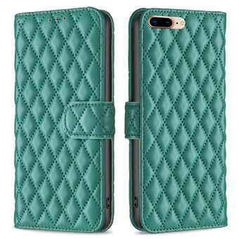 BINFEN COLOR for iPhone 7 Plus / 8 Plus 5.5 inch BF Style-14 Matte Phone Cover with Imprinted Rhombus Pattern Anti-fall PU Leather Wallet Stand Case