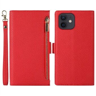 For iPhone 6 Plus / 6s Plus / 7 Plus / 8 Plus 5.5 inch Anti-collision Zipper Pocket Design Litchi Texture Phone Case, PU Leather Flip Cover Wallet with Strap
