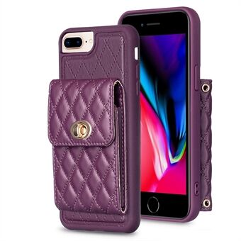 BF20 Card Holder Anti-drop Cover for iPhone 6 Plus / 7 Plus / 8 Plus / 6s Plus 5.5 inch PU Leather Coated TPU Case with Strap