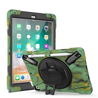 360° Swivel Kickstand PC + Silicone Combo Tablet Case with Handy Strap for iPad 9.7-inch (2018)