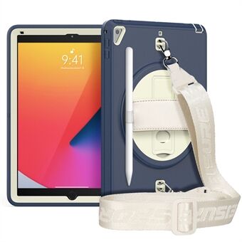 Drop-proof Kickstand Design PC TPU Hybrid Cover Shell with PET Film Shoulder Strap for iPad 9.7-inch (2018/2017)/Pro 9.7 inch (2016)/iPad Air 2